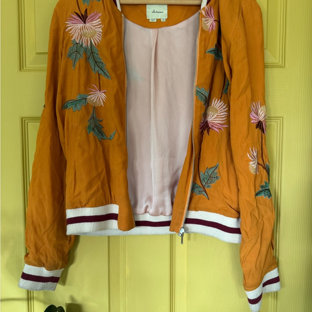 Elevenses Orange Floral Embroidered Jacket